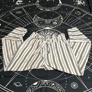 B&W Ardene Belted Striped Pants (Tie Waist)